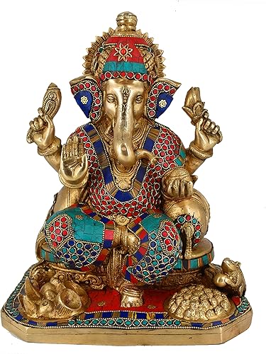 Miniatura 2 de Estatua de latón con piedra multicolor para decoración del hogar