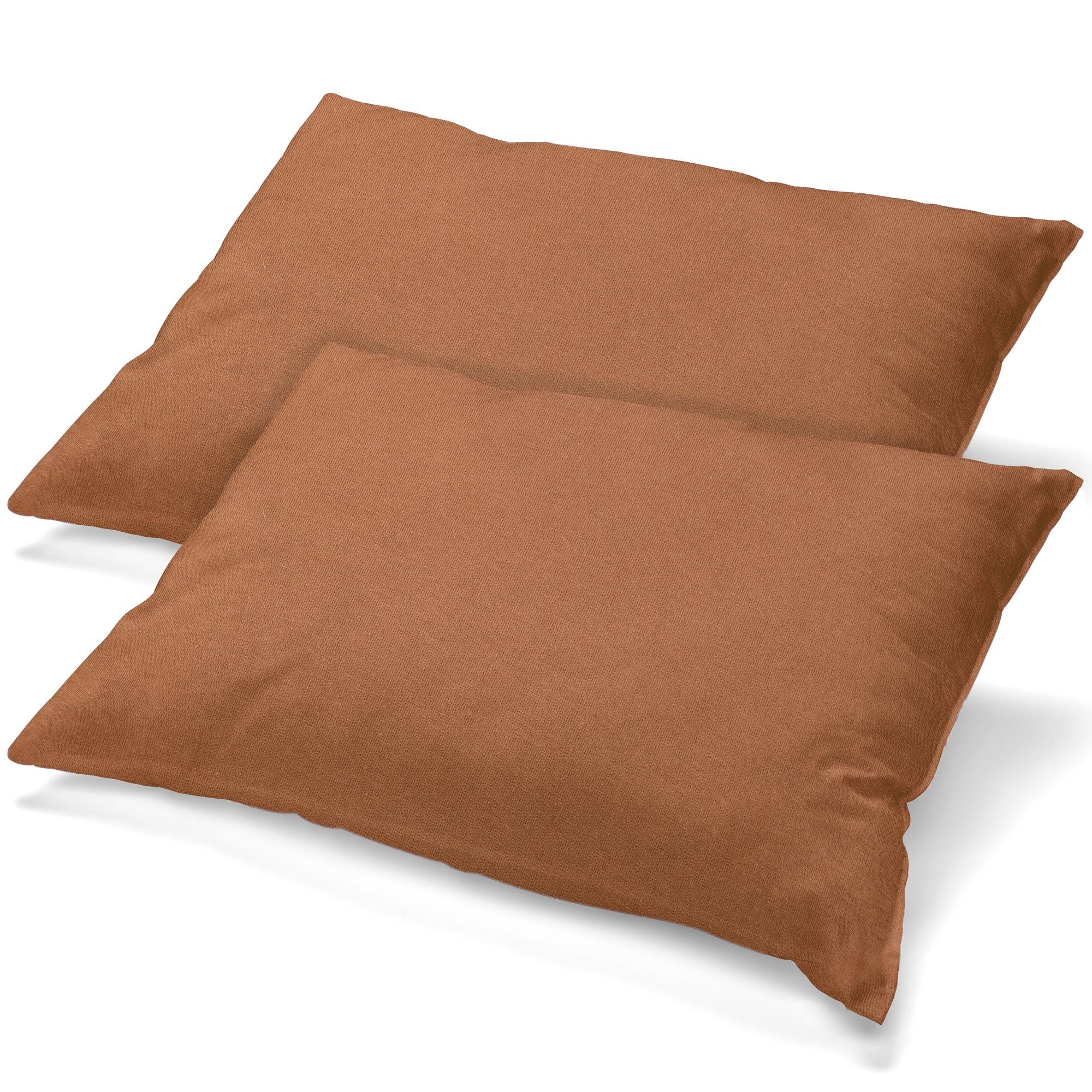 aqua-textil Classic Line Baumwoll Kissenbezug 2er-Set 40x60 Schokobraun Kissen Bezug Reißverschluss Jersey Kissenhülle