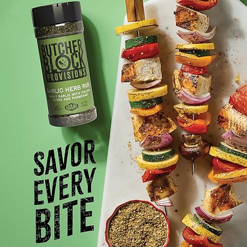 Miniatura 7 de Butcher Block Provisions - Rub de hierbas de ajo - Mezcla de condimentos de ajo ahumado, hierbas italianas y parmesano - Sal marina, cebolla, aceite