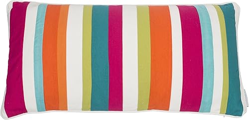 Levtex Home Almohada Tivoli Bone Multi Stripe Rojo, Crema, Naranja