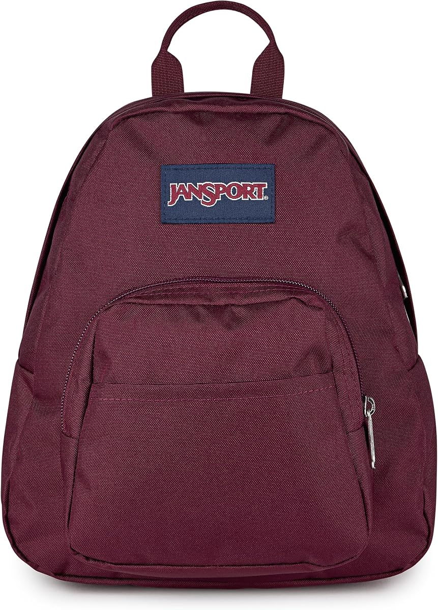 JanSport Mini mochila de media pinta, 10,2 L - Mini bolso duradero con correas ajustables para los hombros, compartimento principal único, bolsillo con cremallera, laca cereza