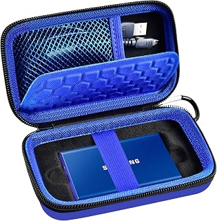 Case Compatible with Samsung T7/ T7 Touch Portable SSD 1TB 2TB 500GB USB 3.2 External Solid State Drive, Travel Carrying Storage Organizer Fits for USB Cables and More Accessories (Blue)