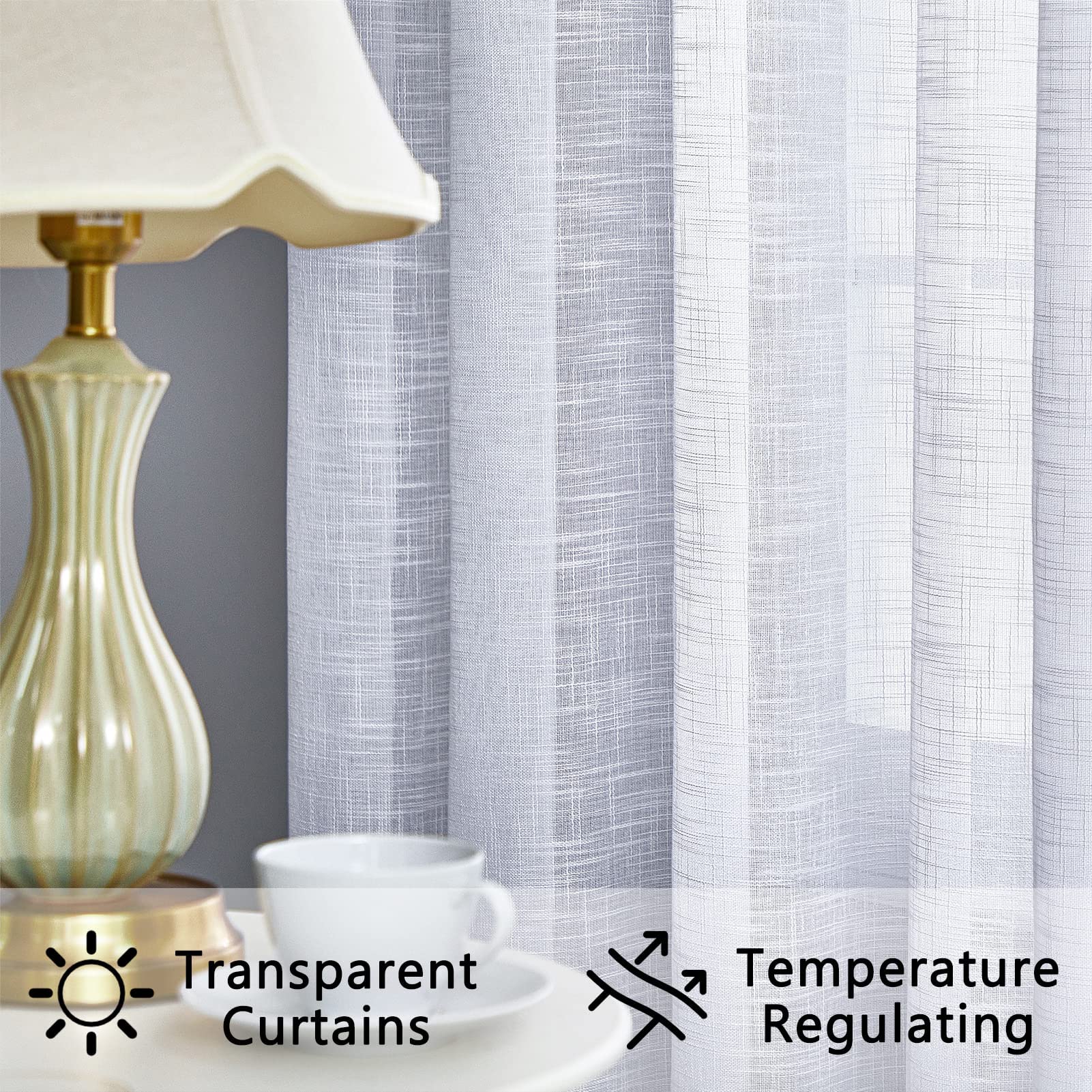 Topfinel Tende Oscuranti per Interni Lino Voile a Pannello Traslucido Tende Bianche Semitrasparenti con Occhielli 140x225 cm per Camera da Letto per Soggirono 2 Pannelli