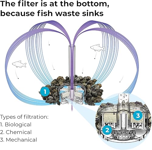 Miniatura 7 de biOrb Life 15 - Acuario acrílico de 4 galones con luces LED blancas, tanque compacto moderno para mesa o escritorio, negro
