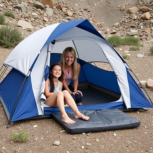 Miniatura 7 de XL Tienda de campaña con cúpula para 6 personas, doble capa impermeable, mosca de lluvia extraíble, para senderismo al aire libre, pesca (6 personas