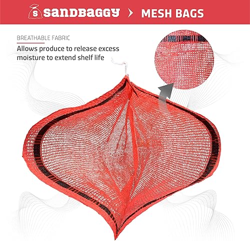 Miniatura 3 de Sandbaggy Bolsas de malla para productos de cebolla  Bolsas extragrandes de 21 pulgadas x 31.5 pulgadas  Capacidad de 50 libras  Tela transpirable