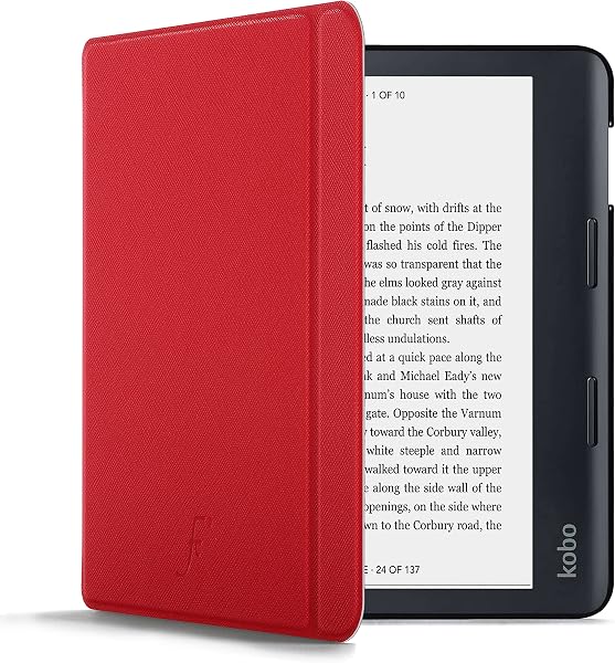 Forefront Cases Étui pour Kobo Sage (Modèle: 2021) - Mince et Léger, Fonction Automatique Veille/Réveil Intelligente Étui, Coque (Housse) de Protection pour Kobo Sage - Rouge - 1