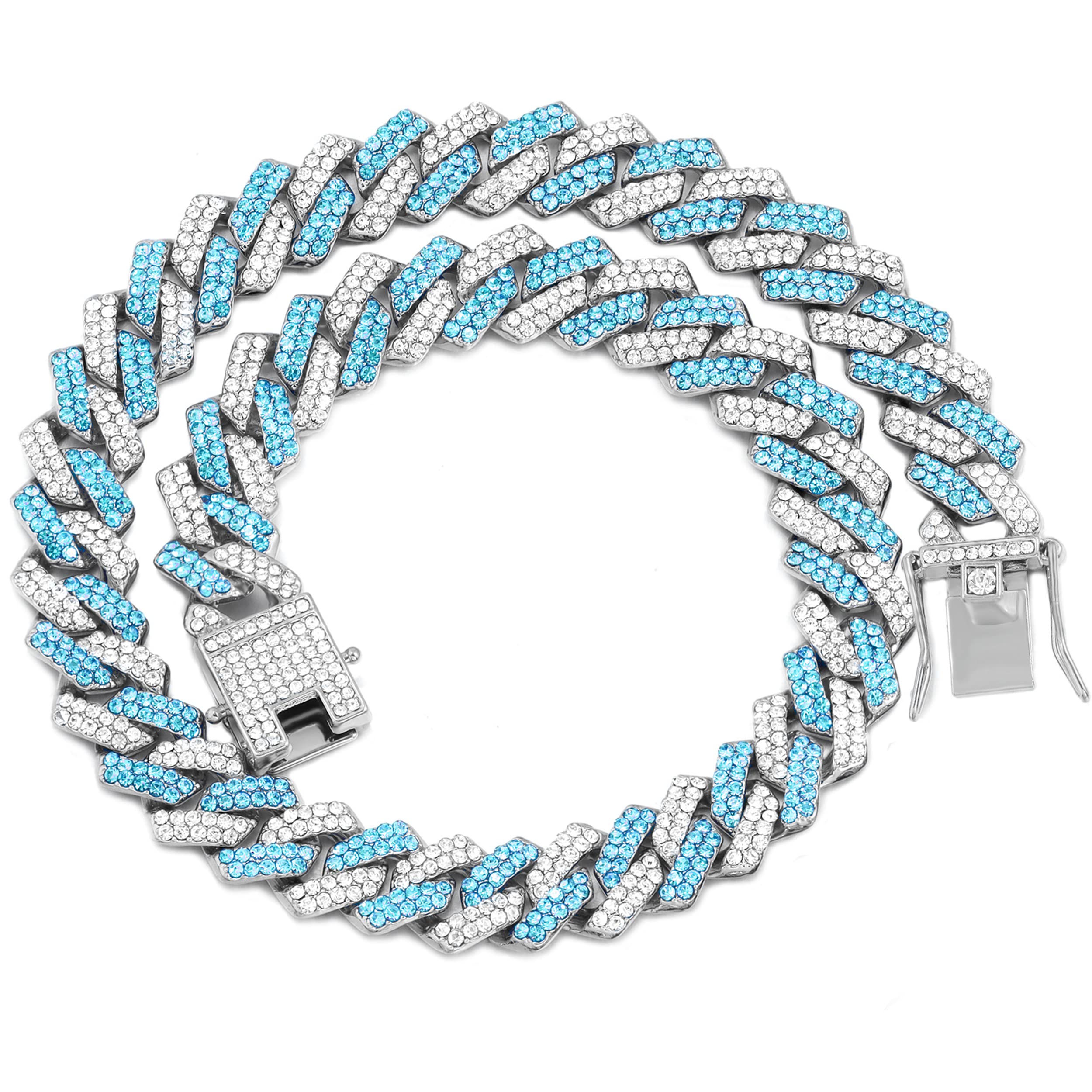 Collier pour chien de taille moyenne cubain diamant bleu mer 40,6 cm