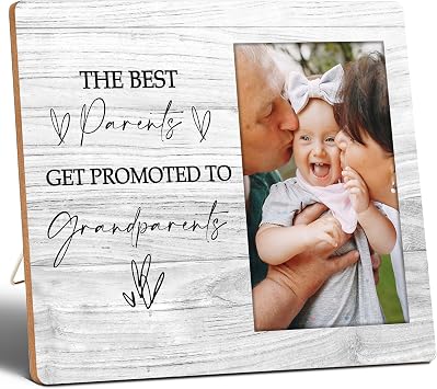 First Time Grandparents Gifts, The Best Parents Get Promoted to Grandparents, 4x6 Picture Frame, Wall Mount & Table Top, grandparents picture frame with baby. 034