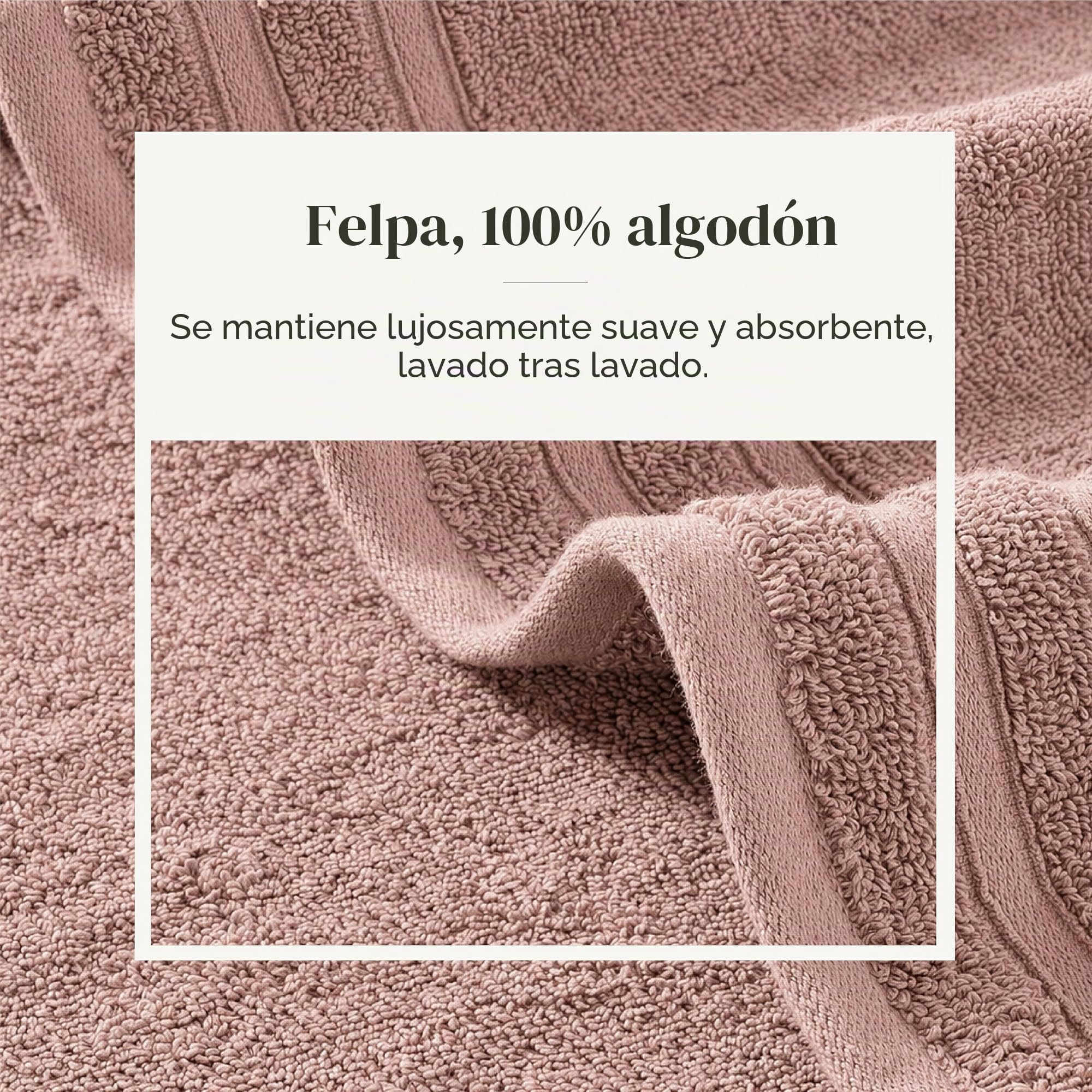 Costa del Pacífico Textiles Damasco Jacquard Toallas con Adornado Frontera, algodón, Peach, Juego de 6