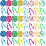 Aoriher 7.87 ft Cotton Colorful Jump Rope for Kid Toddler Bulk Adjustable Length Stripe Skipping Rope with Plastic Handle for Christian Charity Party Supplies Exercise Fitness Equipment