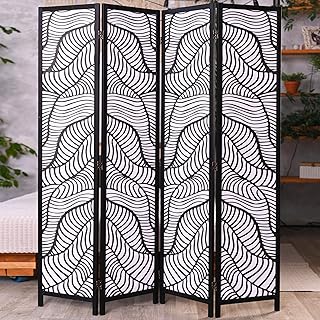 Decorful Room Divider 5 ft 8 in Privacy Screen Folding Home Office Decor Bedroom Furniture - 4 Panel - Wall Space Separato...