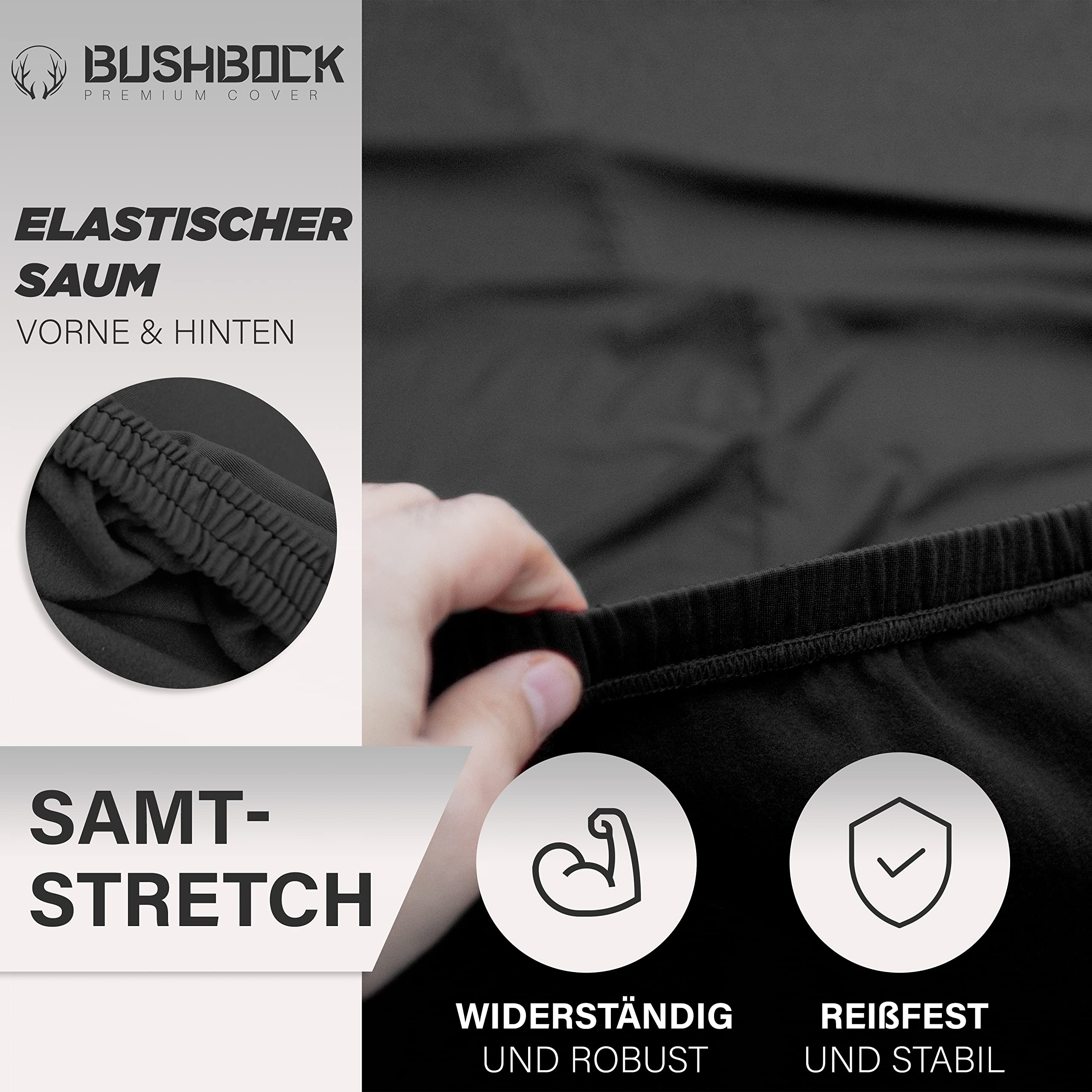 BUSHBOCK® Funda de protección Interior Satinada para Coche SUV (Negro, SUV-XL)