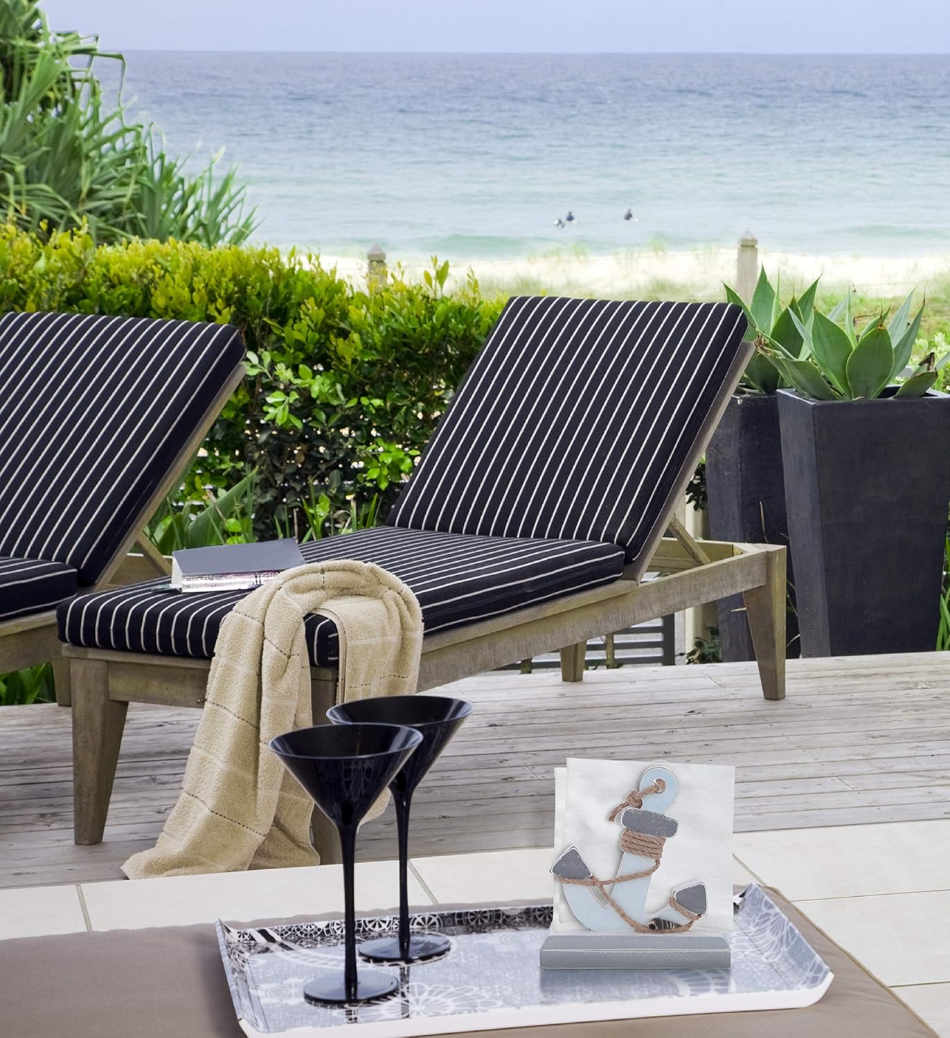 Tесh Dеаlѕ 🔥 CoTa Global Moonlight Anchor Nautical Wooden Napkin Holder 5 Inch, Coastal Themed Napkin Holders for Tables & Countertop, Decorative Wood Napkin Holders for Kitchen, Cute Beach Decor for Table Napkins