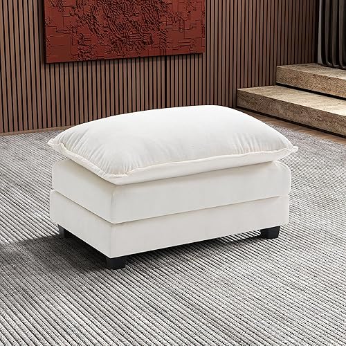 Ihanherry Ottoman for Modular Sectional Cloud Sofa, Chenille Deep Seat Couch for Apartment, Living Room and Bedroom, Beige