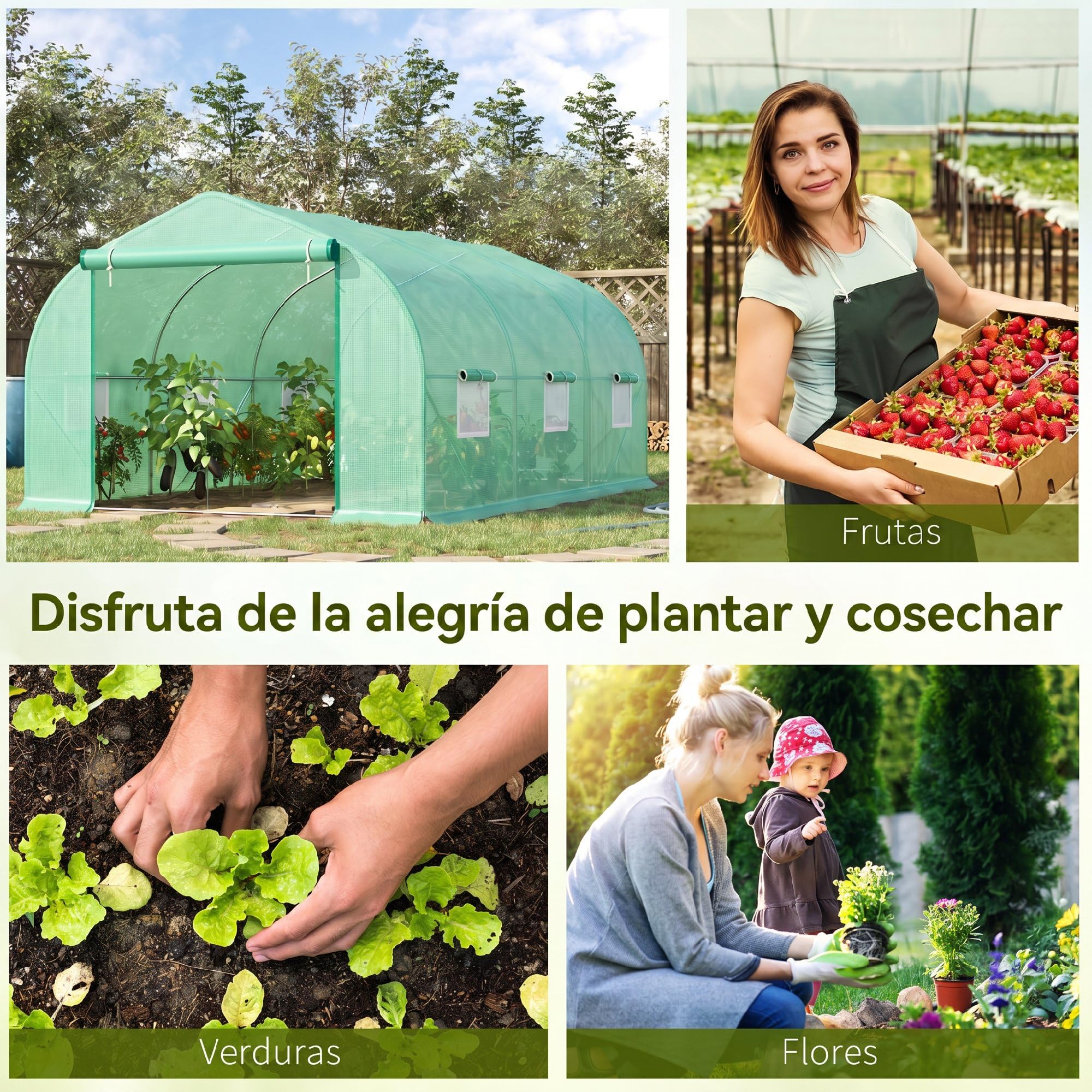 Homcom - Invernadero caseta 450 x 300 x 200 Jardin terraza Cultivo de Plantas semilla
