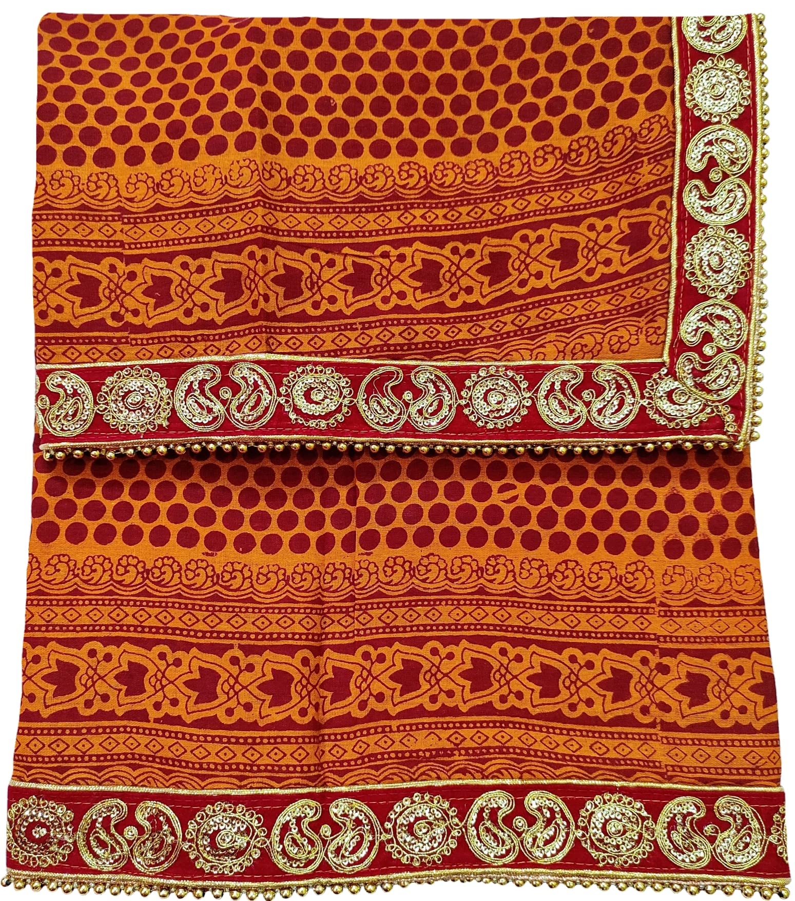 navti creations Women's Uttrakhand's Special Pichod (Pilia) With Red Border(2.25m) & 4 side moti lace-picture-26