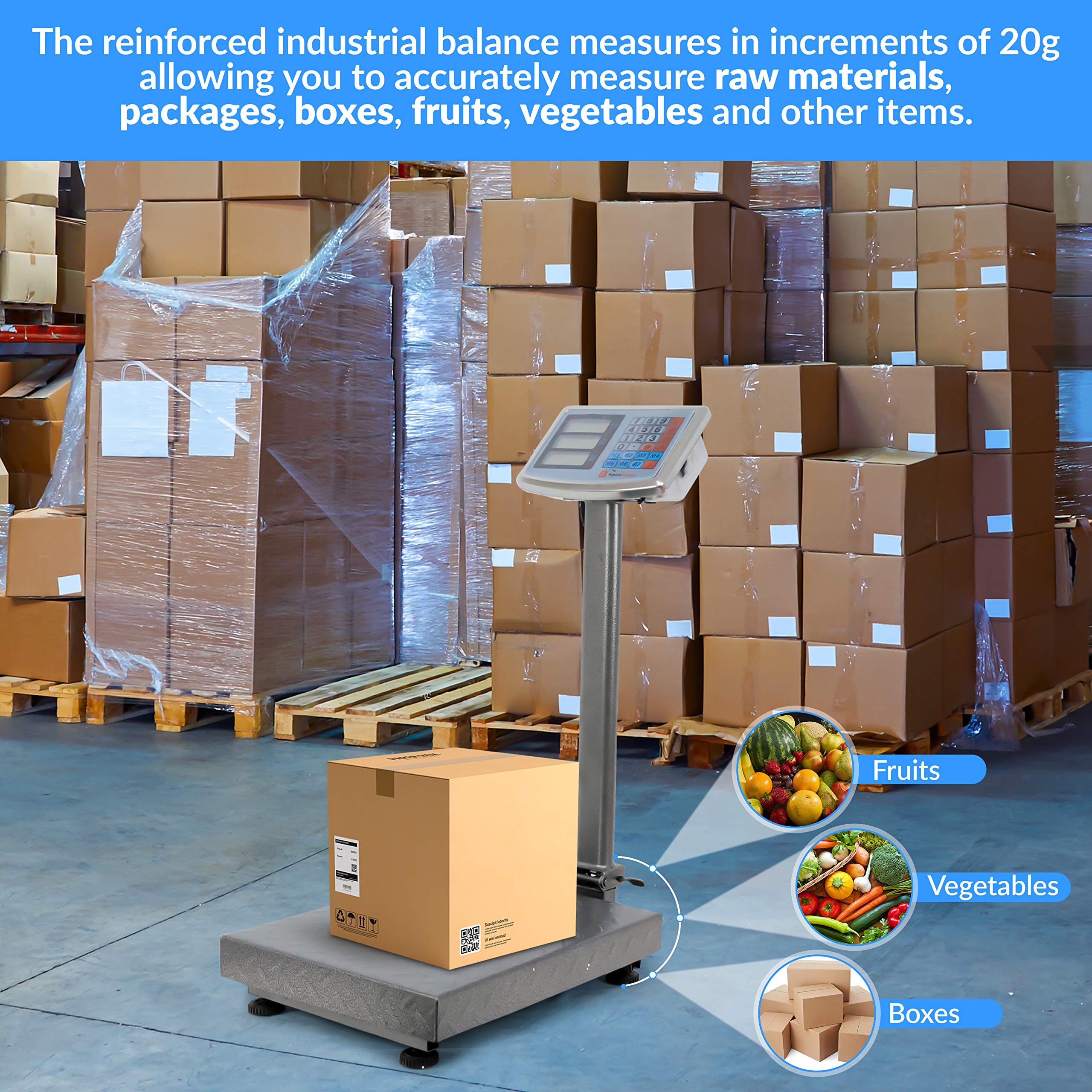 Balance Industrielle 250kg/20g, Affichage Numérique Lcd Double Face, Pliable, Acier 35x45cm - Grandmaster