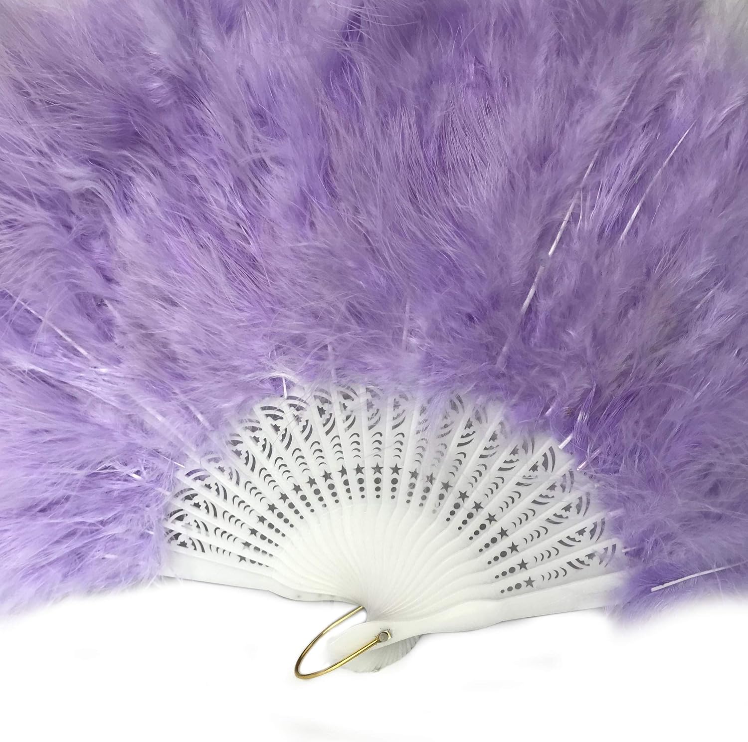 FANSOFFANS Marabou Feather Hand Fan 45cm, Fancy Dress Wedding Party Favour Gift Outdoor Vintage Dance Photoshoot (Soft Purple) - Image 5
