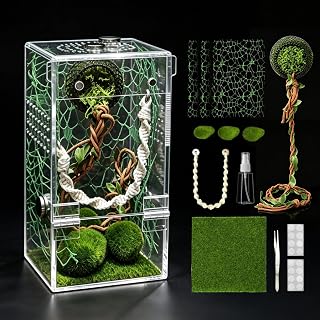 Pre-Assembled Jumping Spider Enclosure, Front Opening Escape Proof Habitat with Full Climbing Kit & Hideout