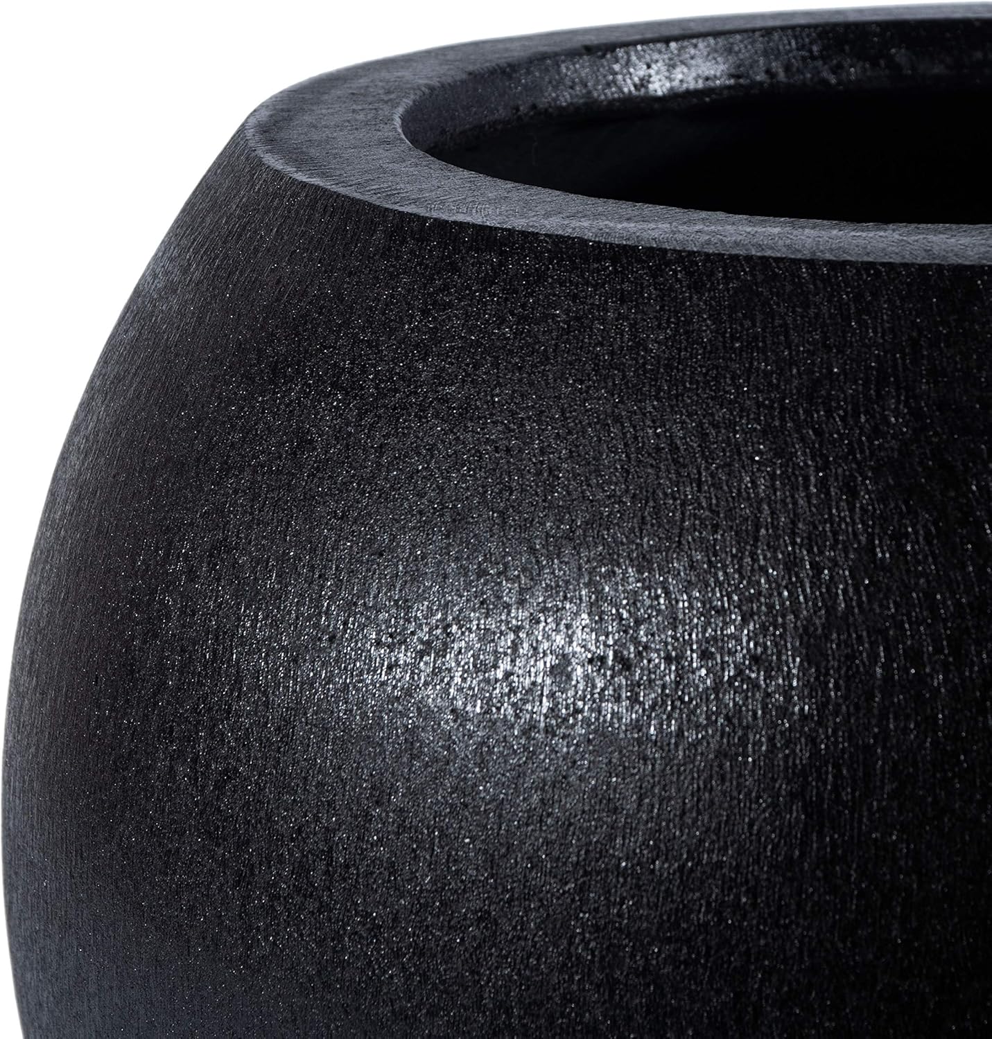 SAFAVIEH Outdoor Patio Furniture Collection – Kenslia Black Ficonstone Planter Pot, Fully Assembled Decorative Outdoor Planter, Sculptural Orb Design (PAT1518A)