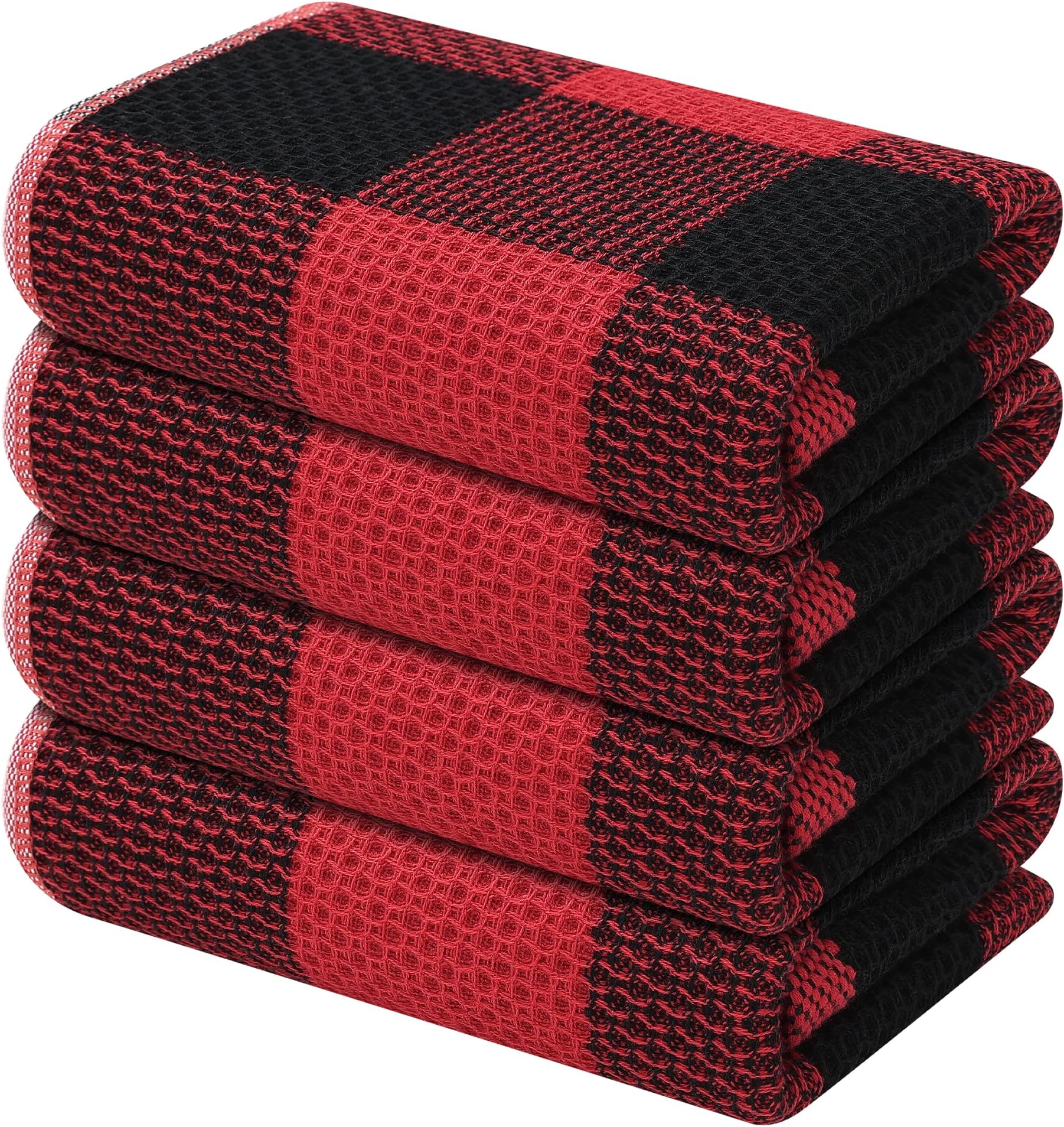 DII Buffalo Check Plaid Dish Towels – Set Of 3, 20x30 Inches – 100% Cotton, Super Absorbent & Monogrammable