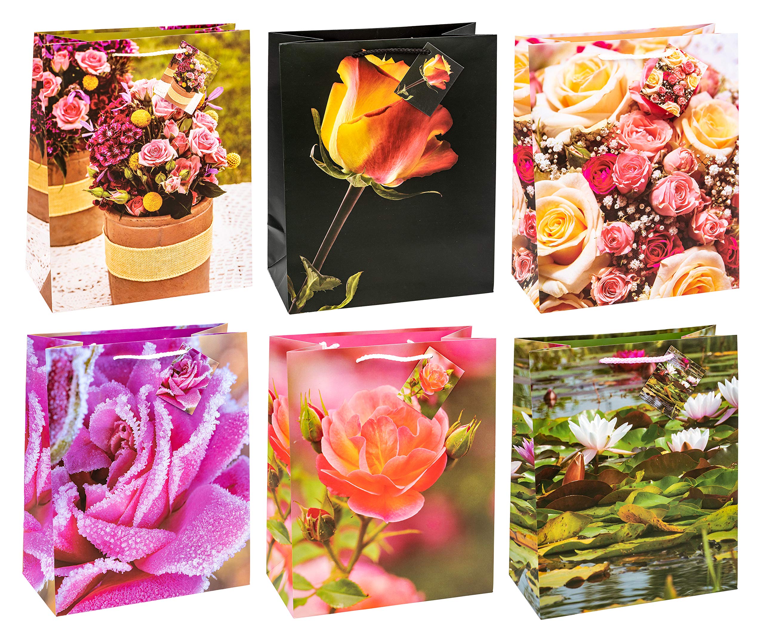 Bagland gift bags, 12 pieces in 4 designs in large size (26 cm x 32 cm