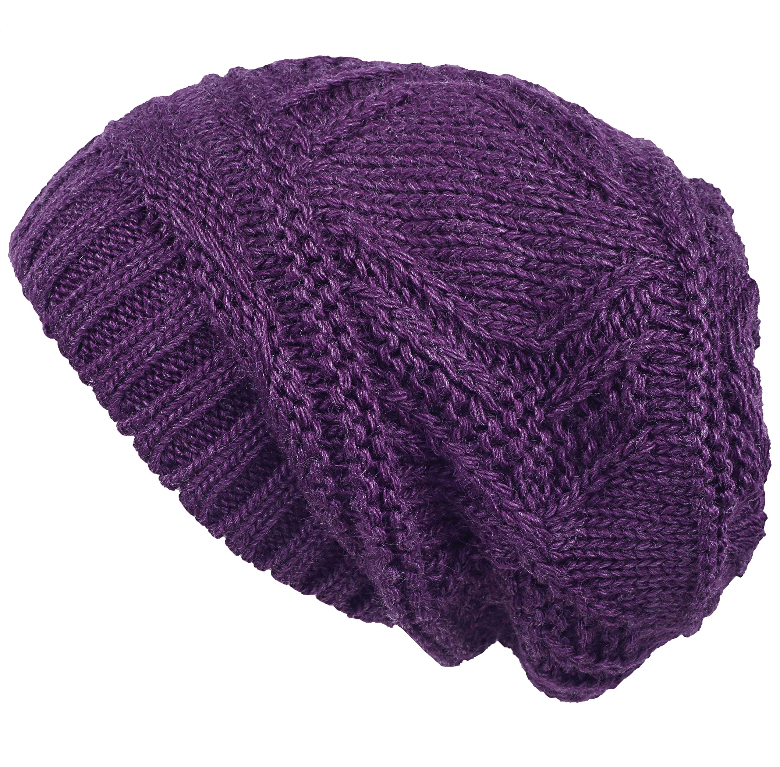 Lilax Women's Purple Knit Slouchy Oversized Soft Warm Winter Beanie Hat