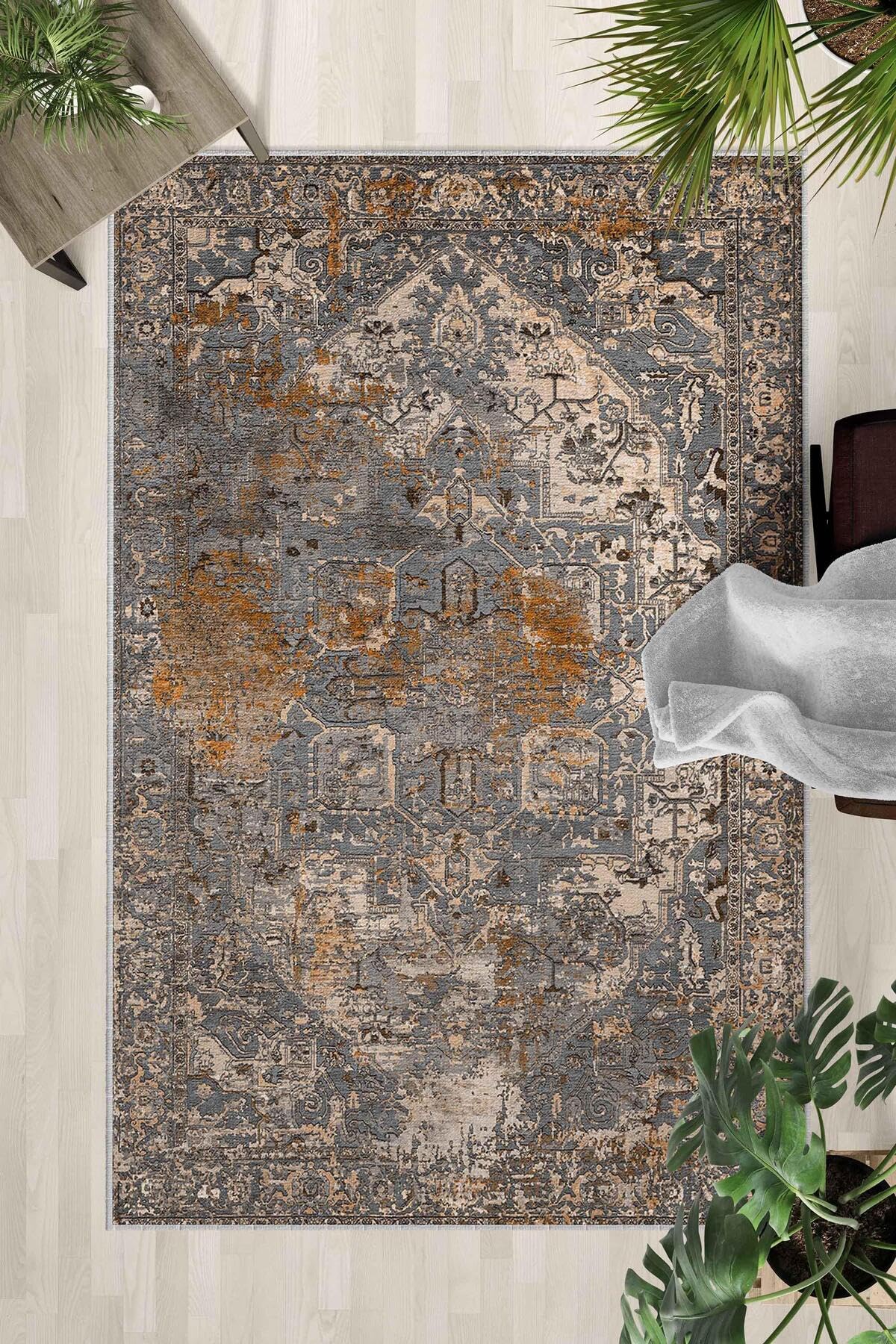 Monnhein Çok Renkli Halı 0094 - Yıkanabilir, Kaymaz Taban, Dijital Baskılı, Leke Tutmaz, İnce Hav, Modern Salon, Oturma Odası, Yatak Odası ve Mutfak için Dekoratif Halı
