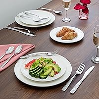 Vista 7 de HIKAA Juego de cubiertos de plata, juego de 30 piezas de cubiertos de acero inoxidable para 6, para cocina, hogar, boda, fiesta, pulido tipo espejo