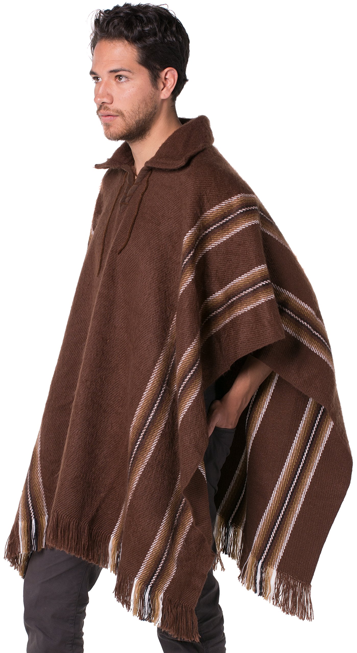 Gamboa Alpaga Poncho Homme Mexicain Cape Capuche Manteau Lain Automne Hiver