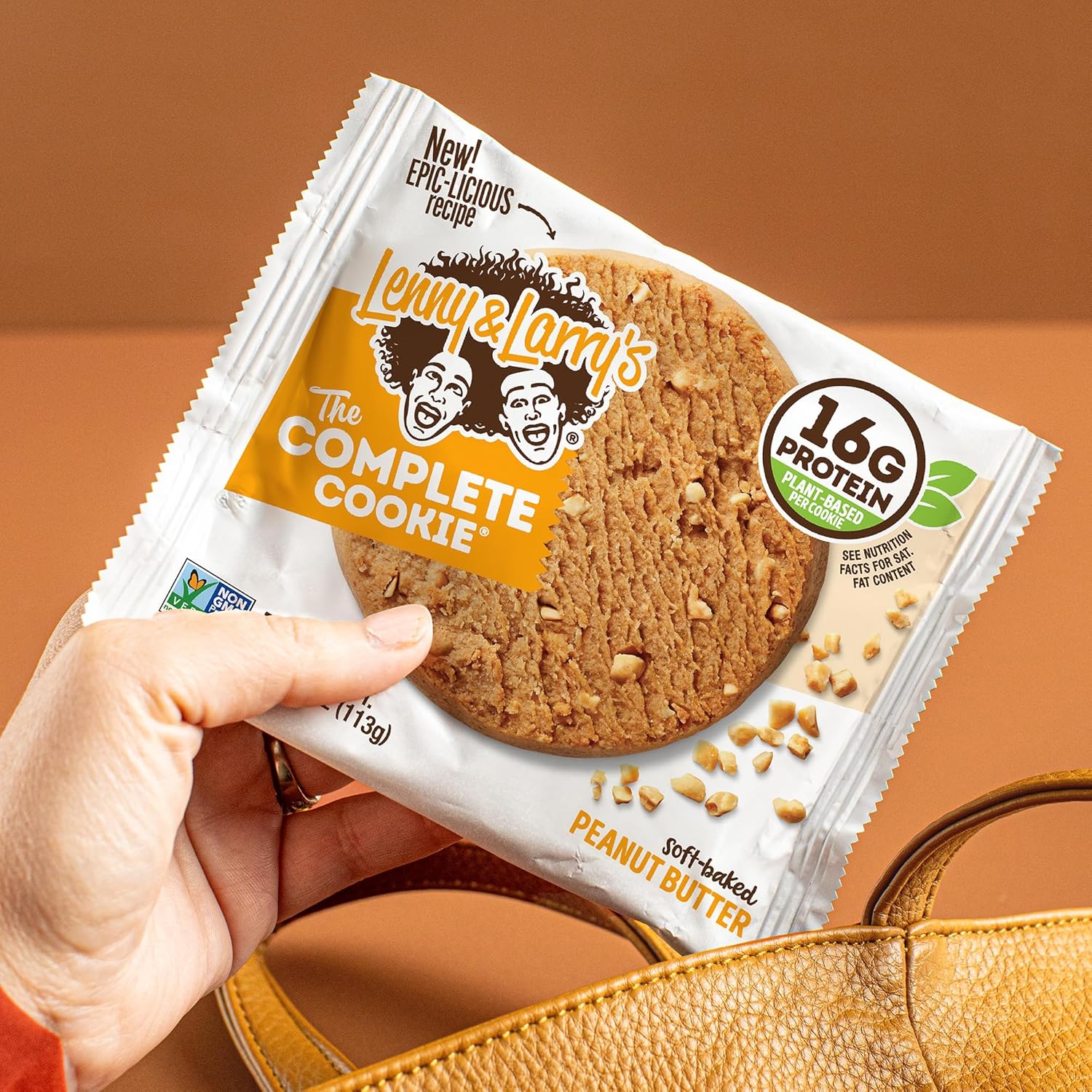 Lenny & Larry's Complete Protein Cookie, [Peanut Butter], Chewy Soft Baked, 16g Plant Protein, Vegan, Non-GMO, High Fiber, [4 Ounce] Cookie (Pack of 12)