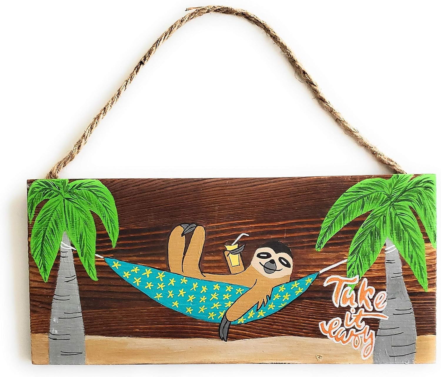 Take It Easy Sloth Rustic Wood Sign