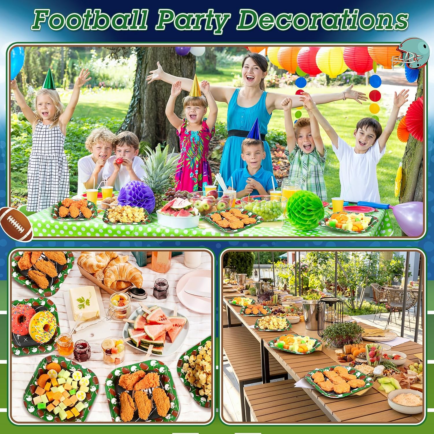 100 Pcs Football Plates 7'' Disposable Football Party Paper Plate,Game Day image 5