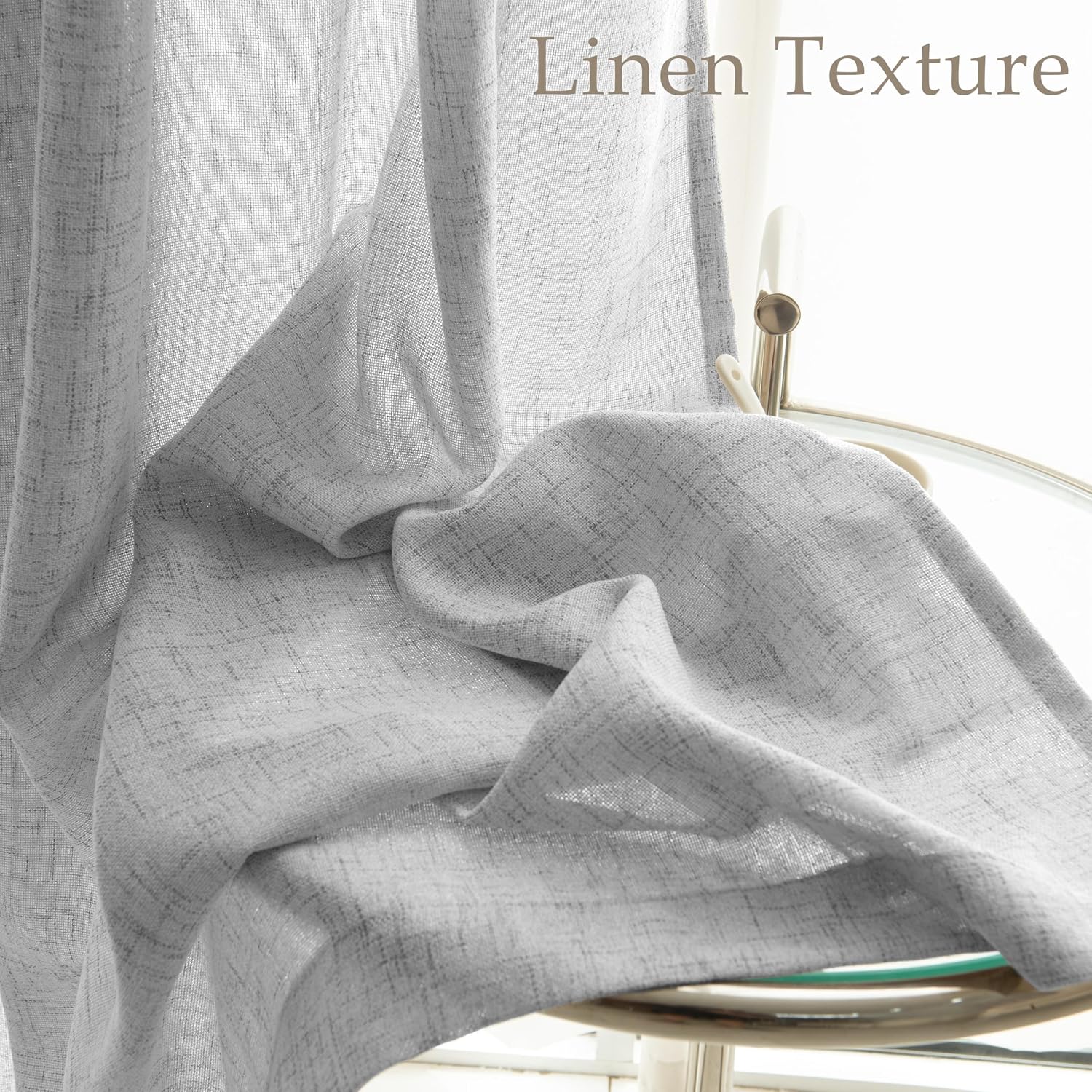 Pinch Pleated Linen Curtains 84 Inch Length 2 Panels for Living Room Bedroom Back Tab Neutral Farmhouse Light Filtering Privacy Window Curtain, Light Gray 40" W x 84" L