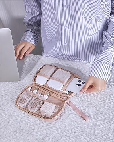 Vista 51 de BAGSMART Organizador de cables de viaje, organizador de cables de viaje, organizador electrónico, funda de viaje, artículos esenciales de viaje