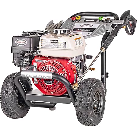 SIMPSON Cleaning PS61002-S PowerShot 3500 PSI Gas Pressure Washer, 2.5 GPM AAA AX300 Pump, Honda GX200 Engine, Includes Spray Gun, Extension Wand, 5 QC Nozzle Tips, 5/16-inch x 25-Foot MorFlex Hose