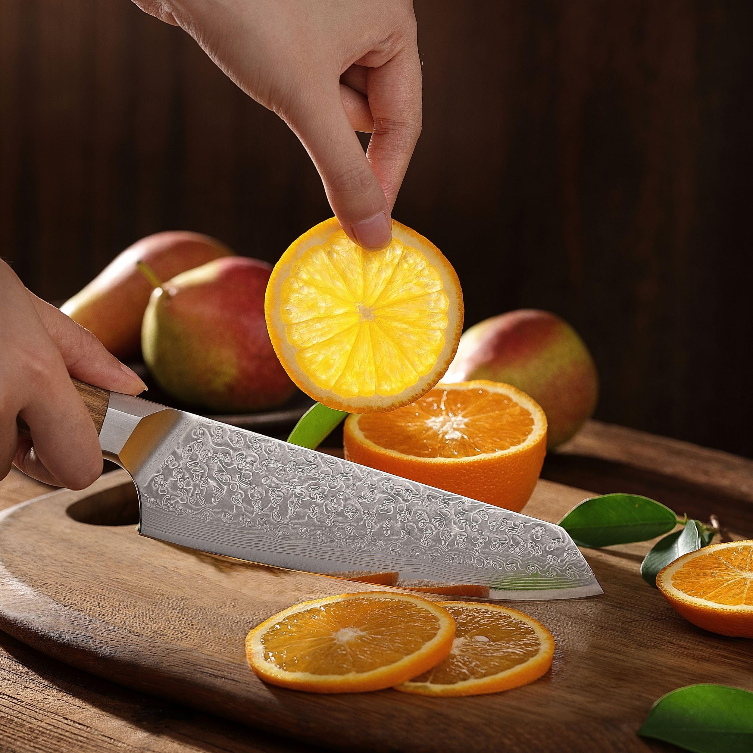 Wakoli Oribu Kiritsuke Messer mit 18 cm Klinge, scharfes Damast Kochmesser aus 67 Lagen mit VG 10 Kern, Full Tang Küchenmesser mit Griff aus Olivenholz in Geschenkbox für präzise Schnitte