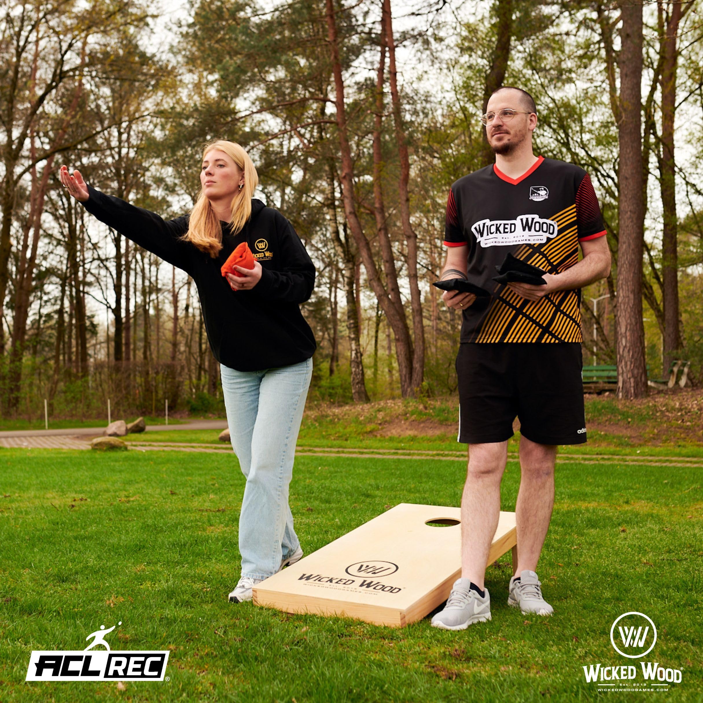 Wicked Wood Games Sacs de cornhole 2x4 officiels ACL Plusieurs options de couleur rouge rose