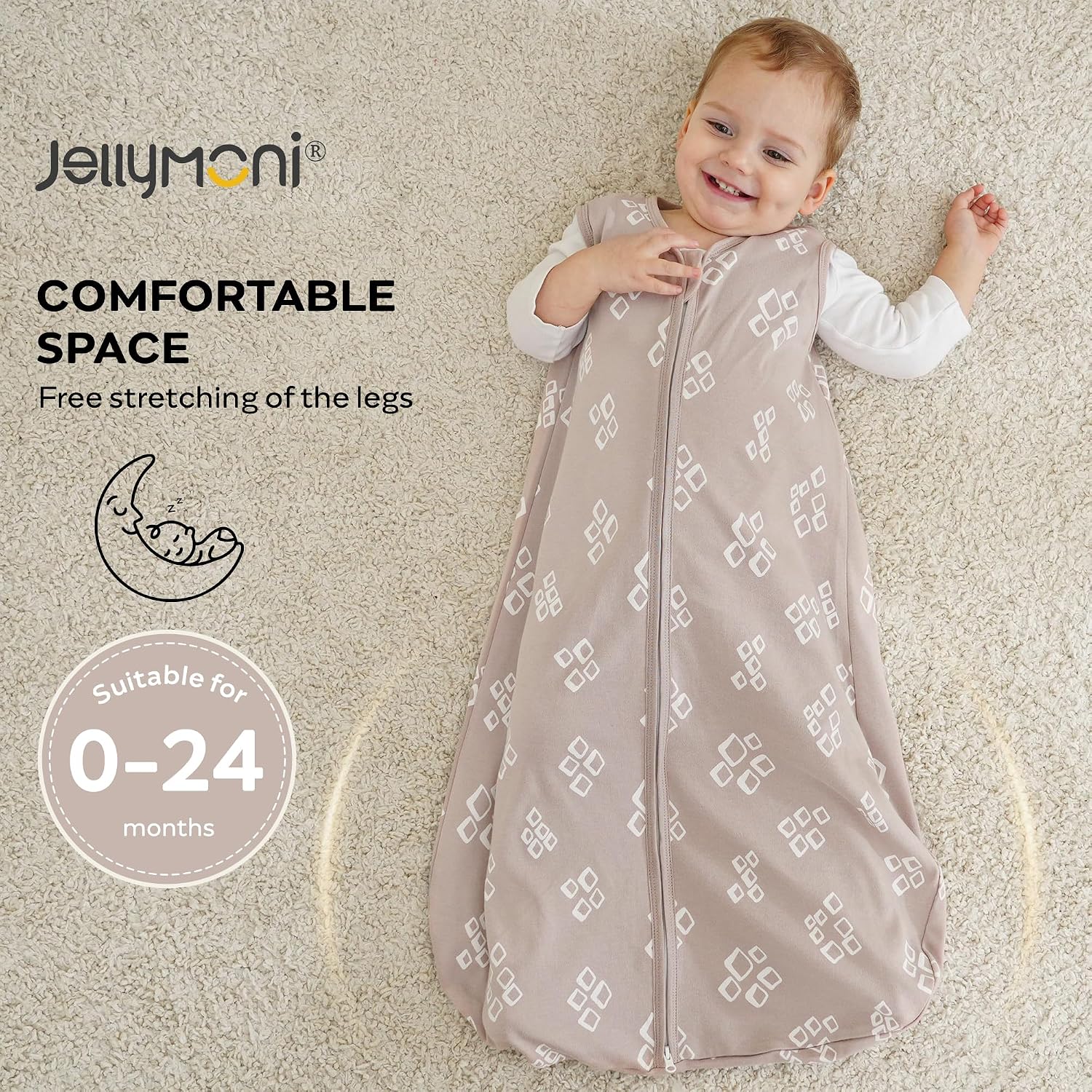 JELLYMONI Baby Sleep Sack 0-6 Months, 100% Cotton 3 Pack 0.5 TOG Baby Wearable Blanket Infant Sleep Sack with 2-Way Zipper Newborn Sleep Sacks thumbnail