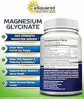 Vista 6 de aSquared Nutrition Magnesium Glycinate 400mg - 180 Tablets - Max Strength Magnesium Bisglycinate Supplement -Maximum Bioavailability &
