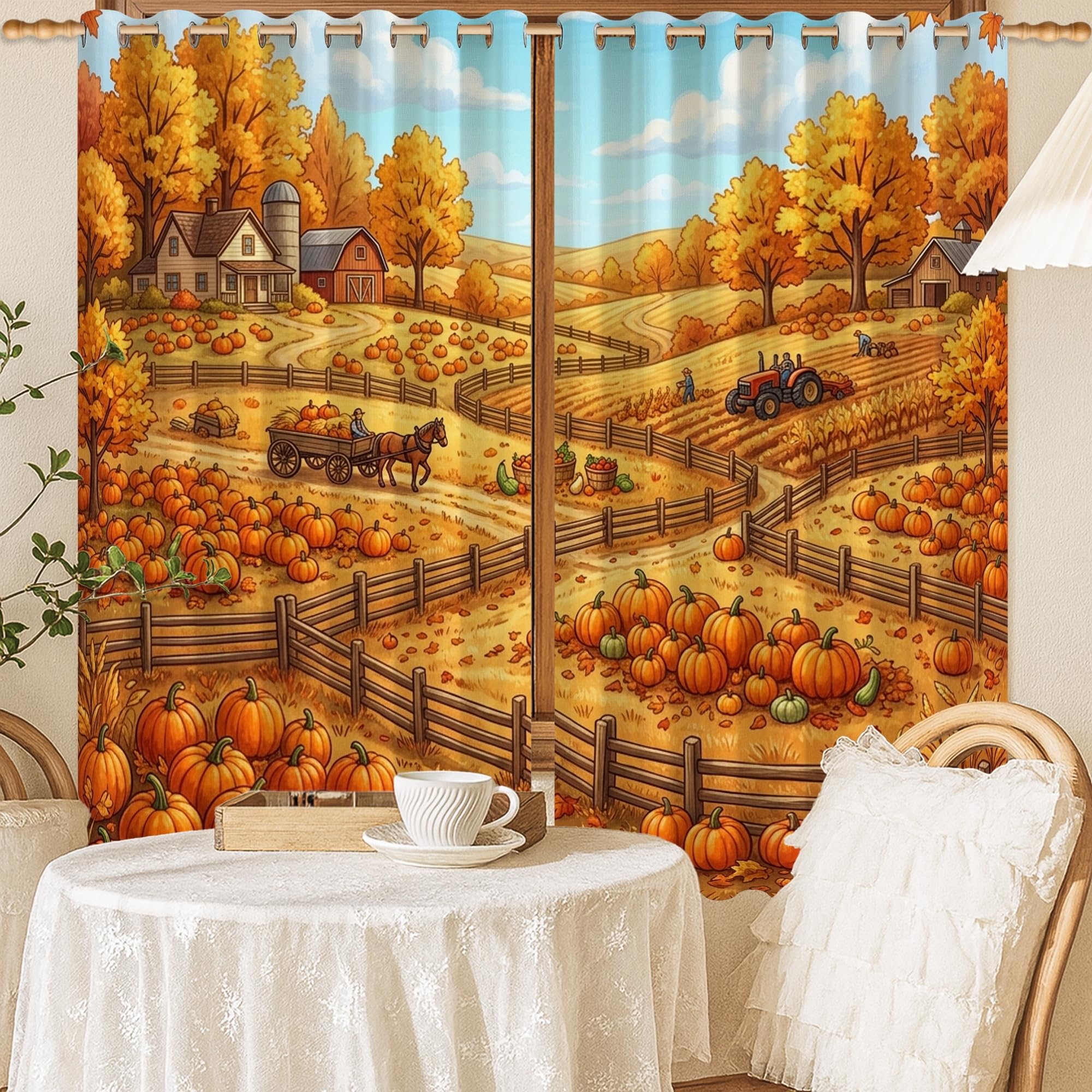 Rideaux occultants orange citrouille créant un cocon doux dans la chambre d'enfant