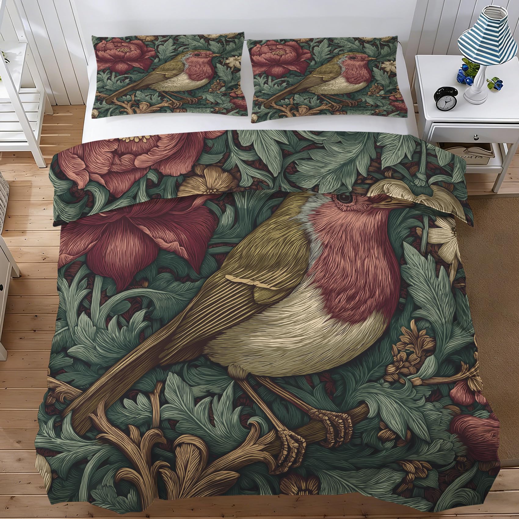 William Morris housse de couette parure de lit motif artistique raffiné avec zippée wl112