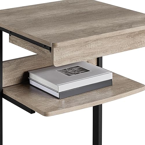 Miniatura 7 de Yaheetech Rolling Computer Desk with Drawer & Keyboard Tray, Mobile Laptop Desk Cart Standing Computer Workstation for Home Office, Gray Gris,Madera