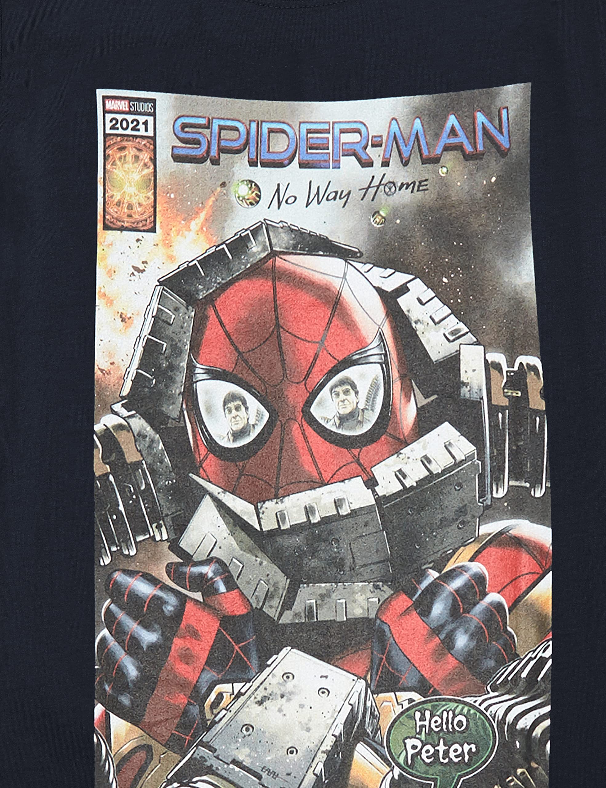 Marvel Mädchen Hello Peter Comic-Hülle Unterhemd, Marineblau, S