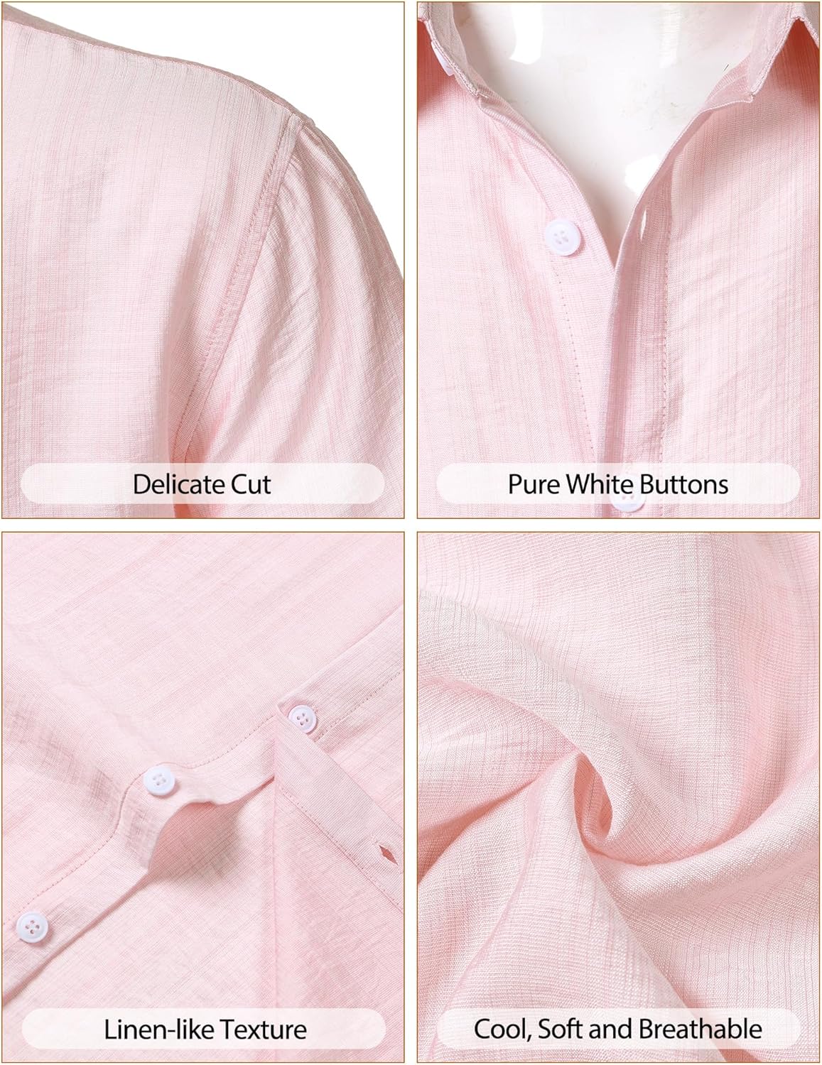 ZEROYAA Men's Casual Short Sleeve Button Down Shirt Vacation Beach Summer Lightweight Textured Shirts - Image 5