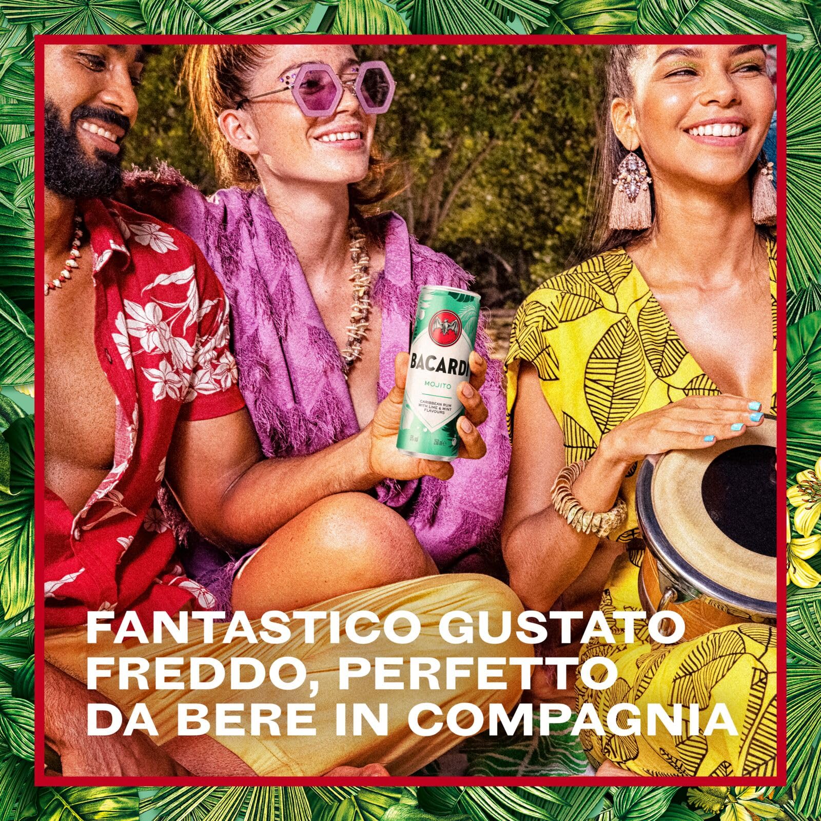 BACARDÍ Mojito, Vol. 5%, 12 x 25 cl / 250 ml, cocktail premixato pronto da bere in lattina, creato con Rum BACARDÍ Carta Blanca e miscelato con Lime e Menta
