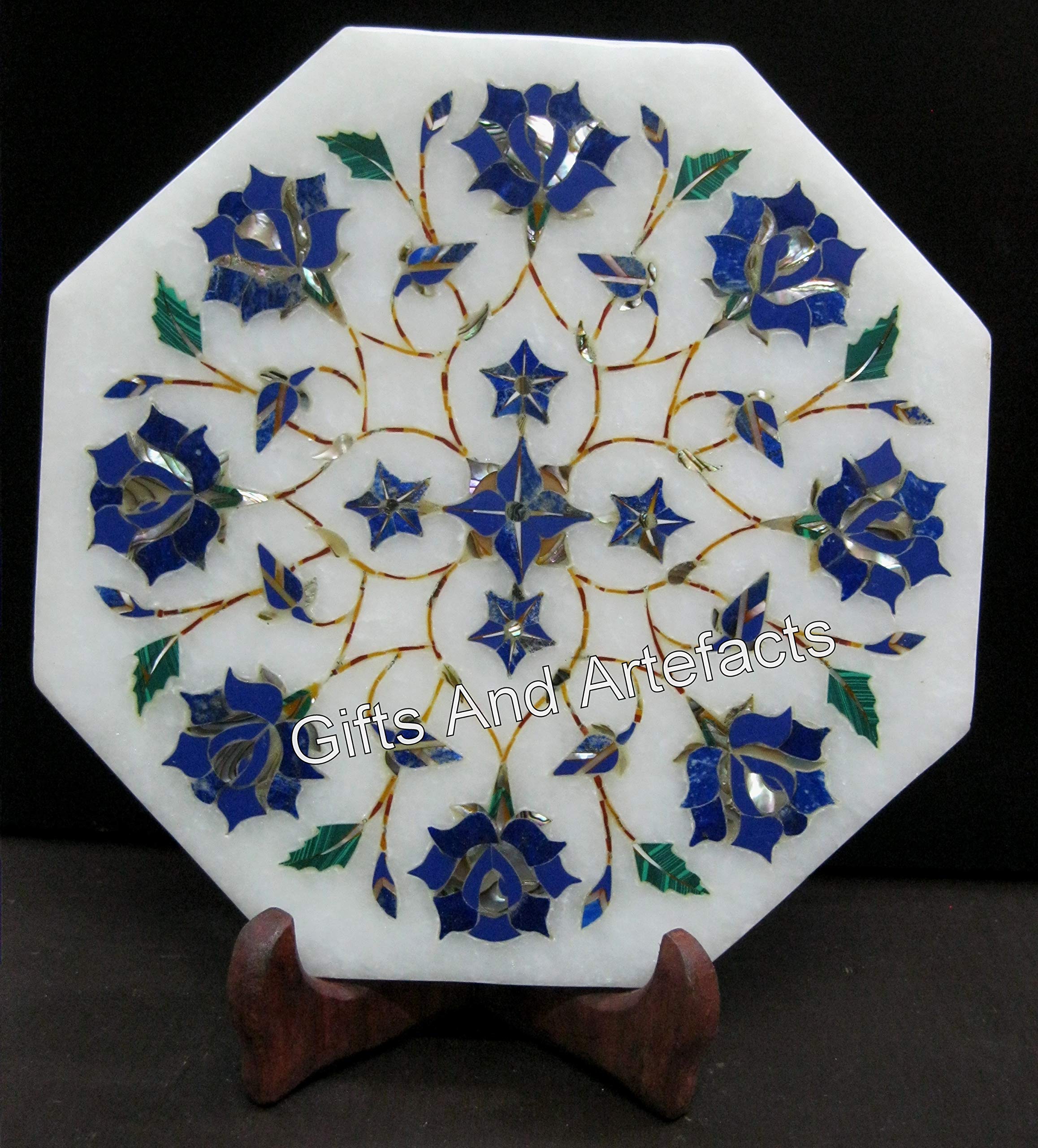 Support de théière cadeau en marbre et véritable pierre lapis lazuli