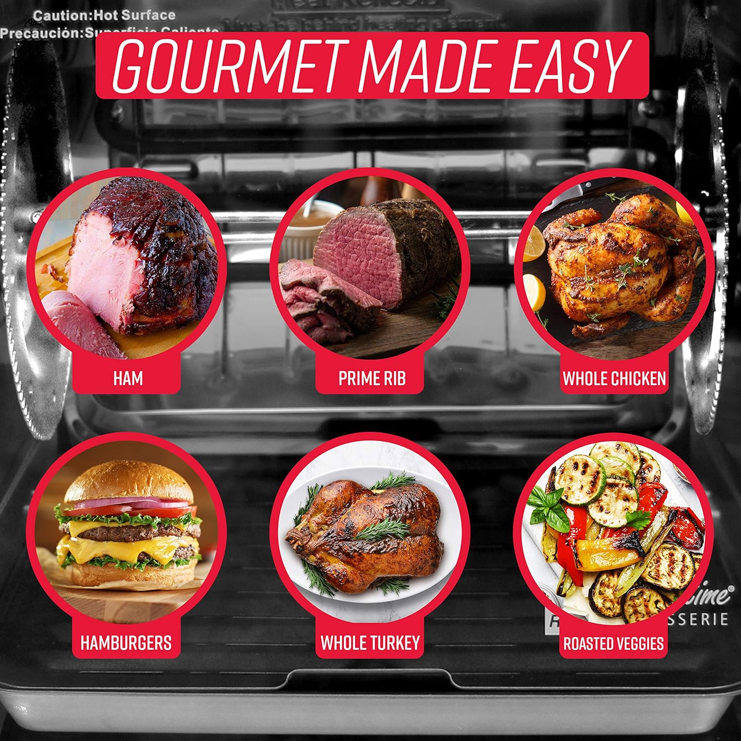 Showtime Classic Large Capacity Rotisserie & BBQ Oven, Simple Switch Control, Perfect Preset Rotation Speed, Self-Basting, Auto Shutoff, Includes Multipurpose Basket, Great for Chicken, Turkey : Everything Else