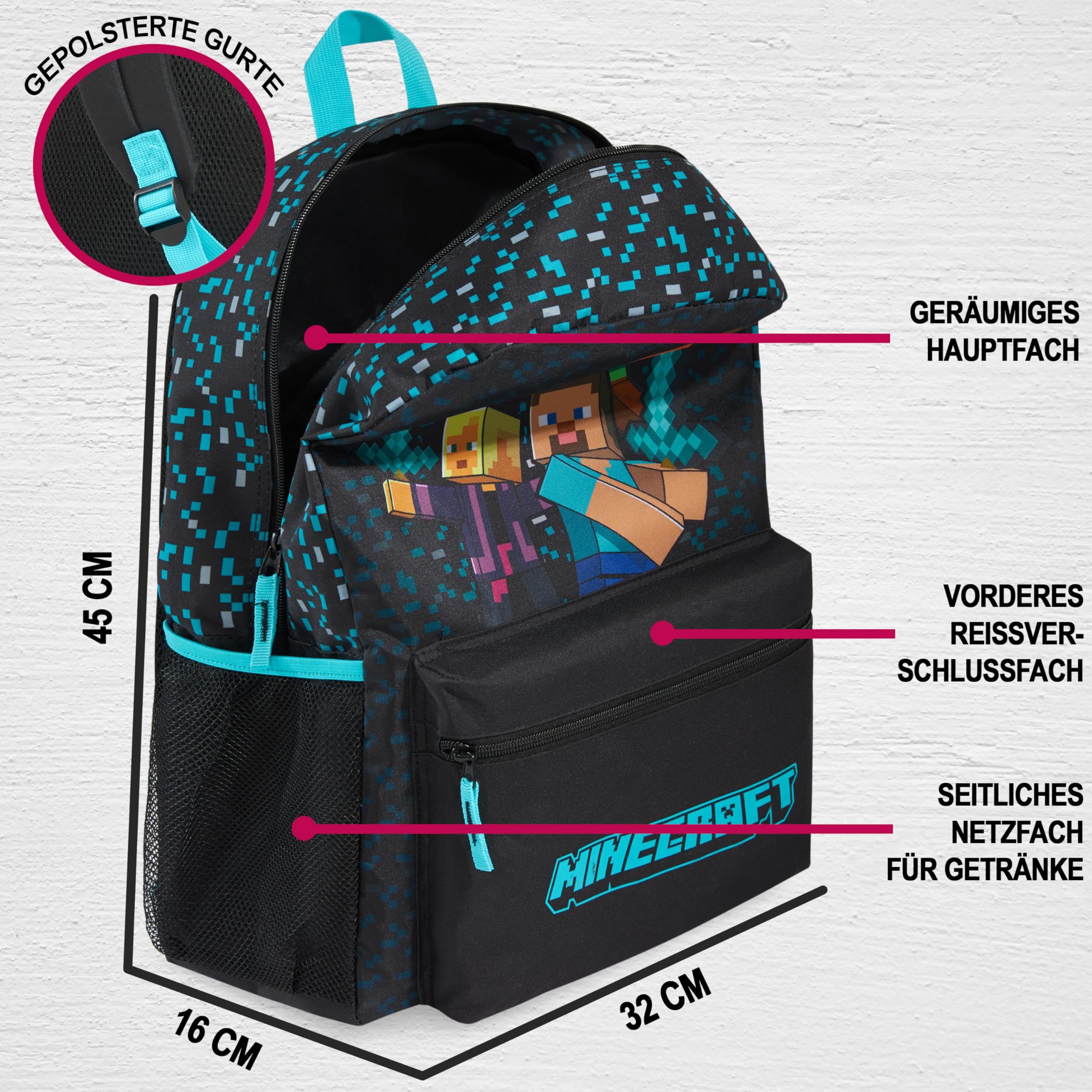 Get Trend Plecak Minecraft dla dzieci, chłopców, lekki plecak szkolny 45 cm, plecak z wyściełanymi paskami, torba podróżna, szkoła, prezent dla graczy Creeper, 17.7x12.6x8.7inch, Plecak dziecięcy